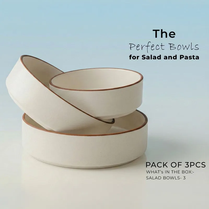 Salizo Ceramic Salad Bowl (700 mL,500 mL,350 mL) - Set Of Three media 4
