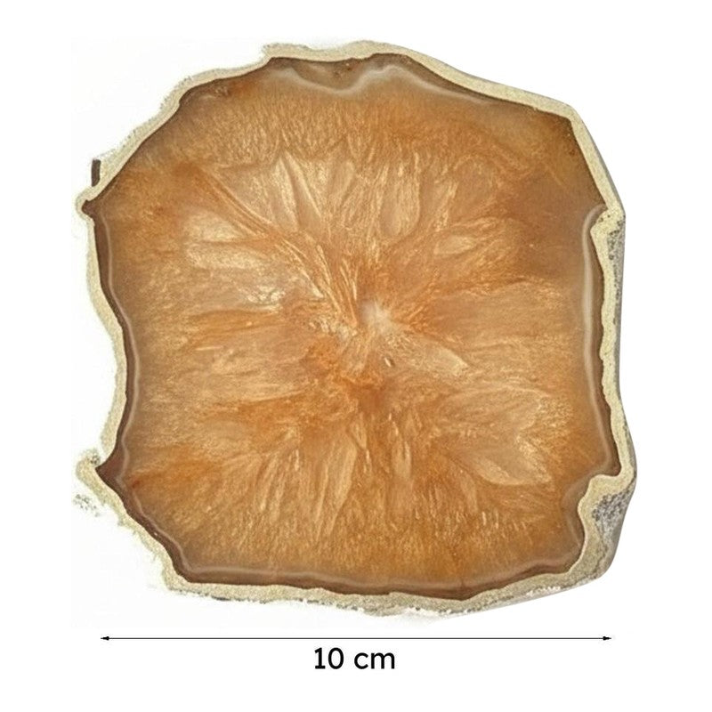 Silasa Handcrafted Crystal Agate Coaster (Brown) - Set Of Four media 5
