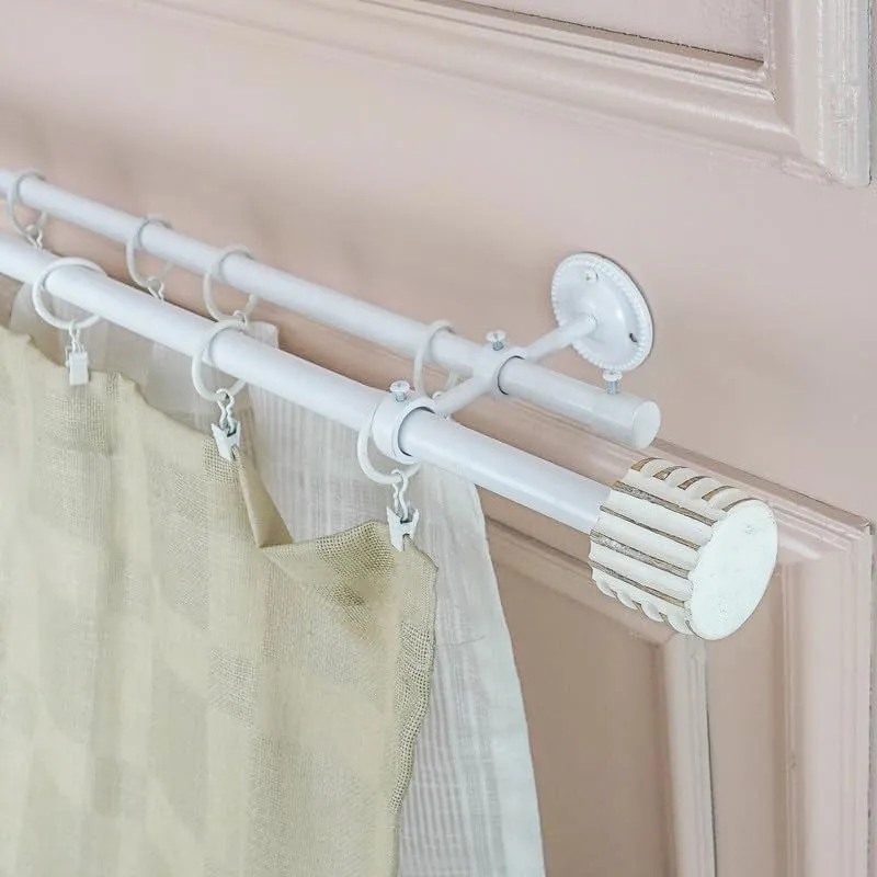 Cubis Etch Duo Extendable 1" Double Curtain Rods With Round Finial & Brackets media 1