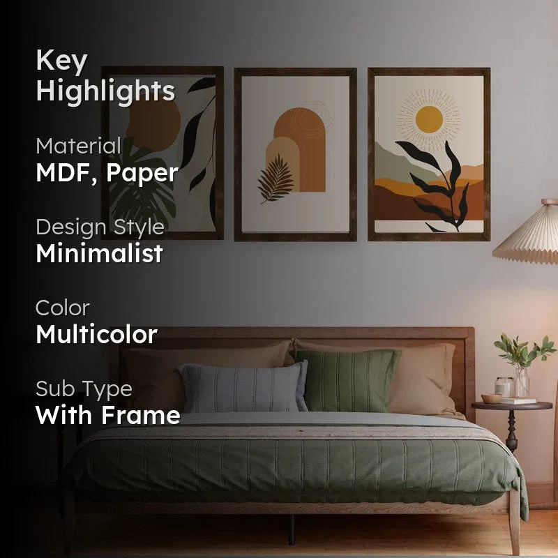 Earthy Aura Paper Wall Painting With Frame - Brown media 2