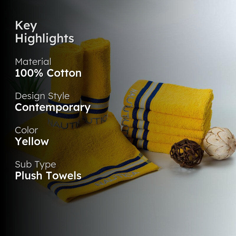 Nautica Dove Down Cotton Face Towel (Yellow) - Set Of Eight media 2