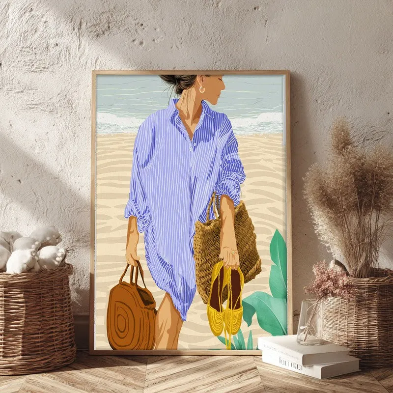 Caleya Travel Illustration Canvas Wall Painting With Brown Frame media 3