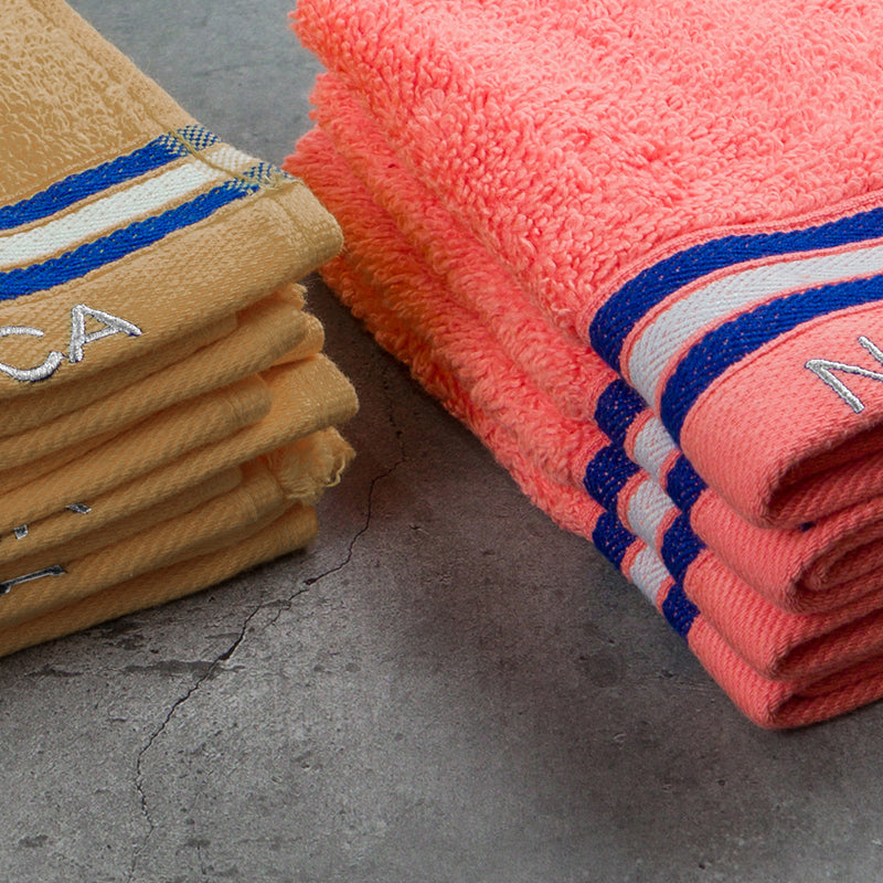 Nautica Dove Down Cotton Hand & Face Towel (Coral & Beige) - Set Of Eight media 5