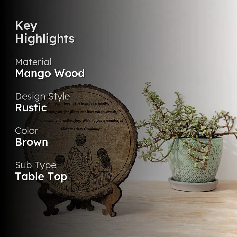 Happy Mother's Day, Grandma Wood Showpiece - Round media 2