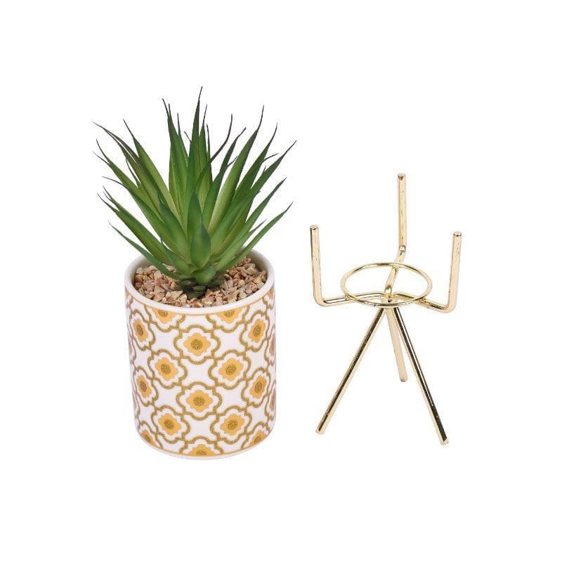 Faux Agave In Tiled Pattern Pot With Tripod - 29.5 cms media 3