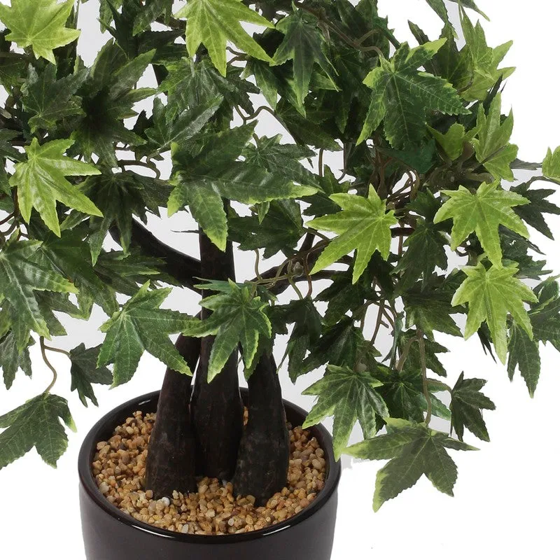 Artificial Green Maple Bonsai Plant With Ceramic Pot - 1.3 Feet media 4