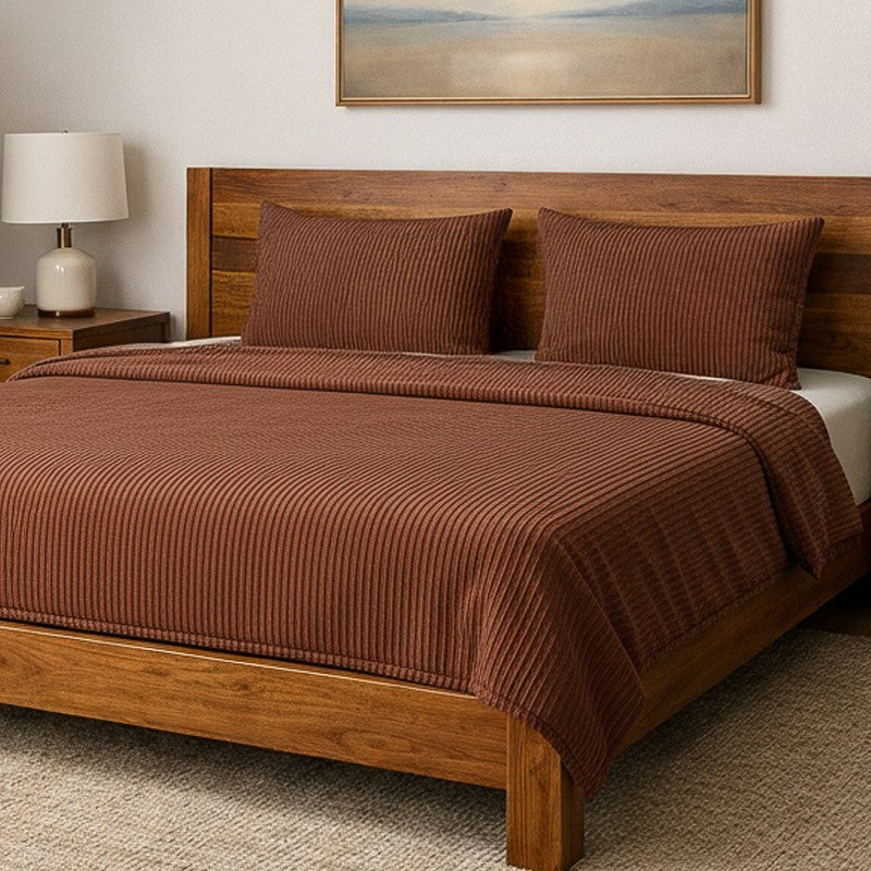 Warm Cosy Acrylic Wool Bedsheet (Coffee) - 190 GSM media 3