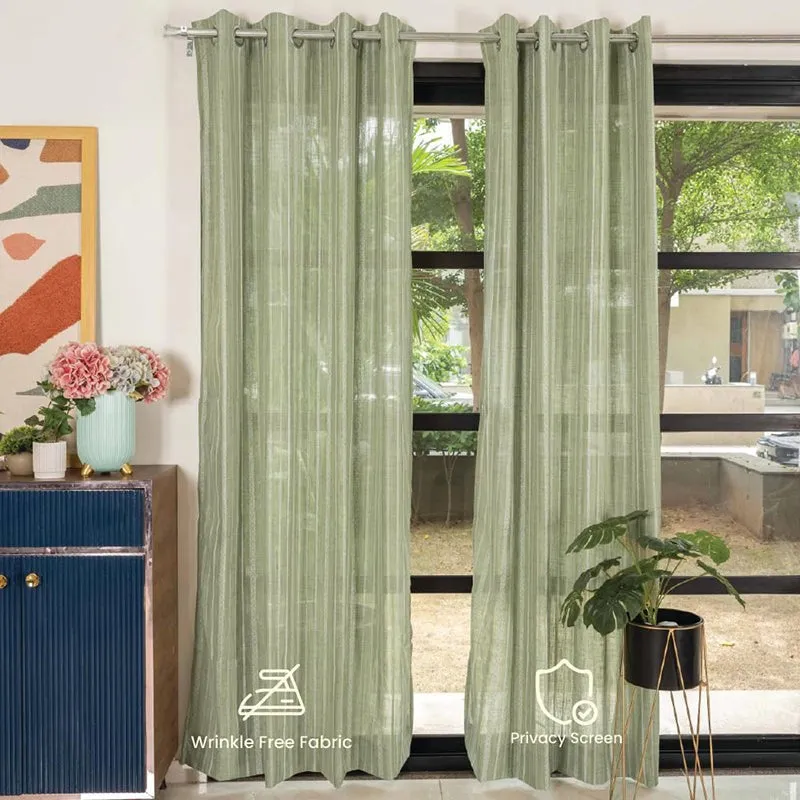 Urban Space Vertical Weaves Curtain (Sage Green) - Set Of Two media 5