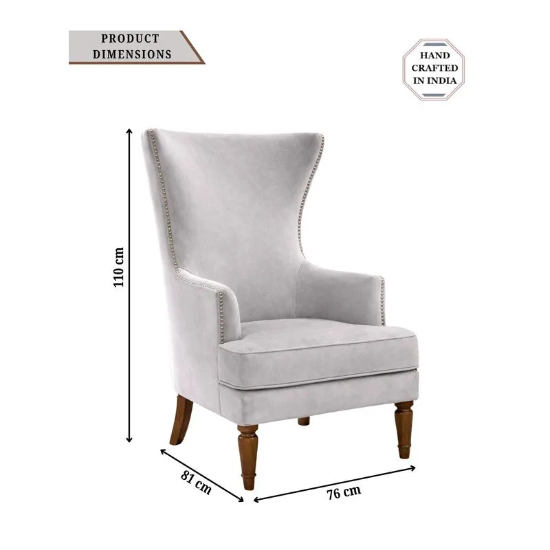 Elysian Teak Wood & Velvet Plush Lounge Chair - Grey media 8