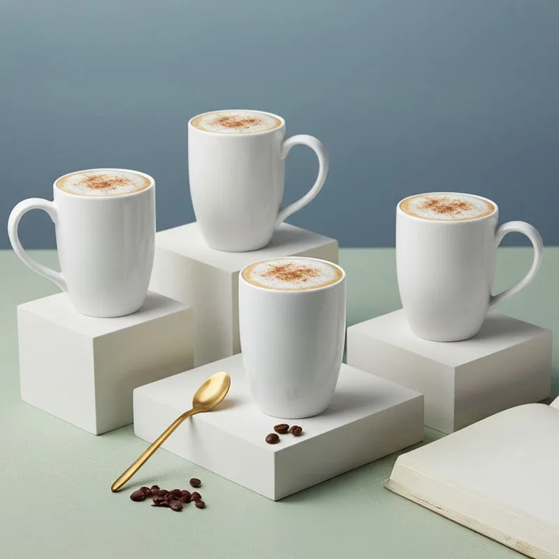 Kopi Ceramic Coffee Mug (White/350 mL Each) - Set Of Four media 1