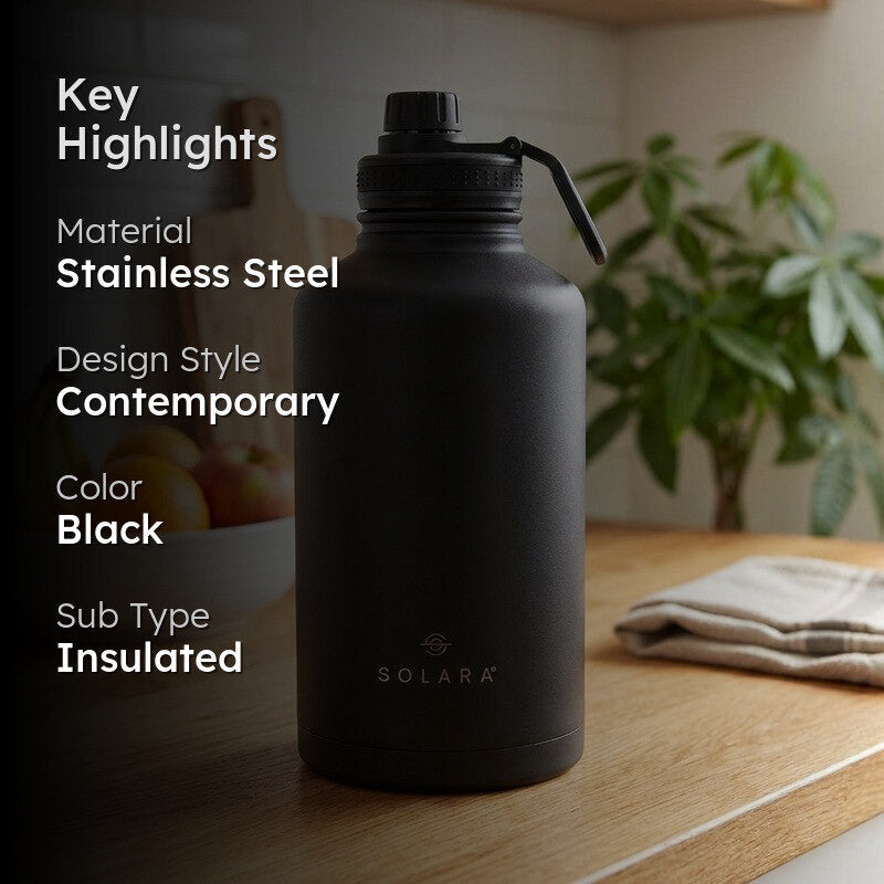 Solara Insulated Stainless Steel Bottle (2000 mL) - Black media 2