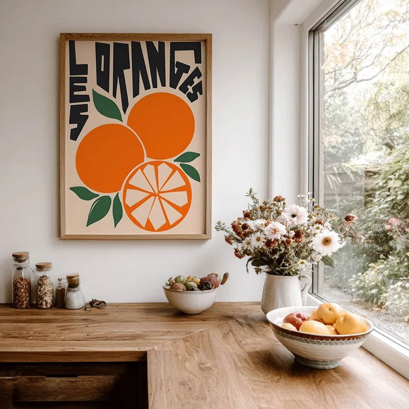 Orange Citrus Archival Canvas Wall Art - Brown media 7