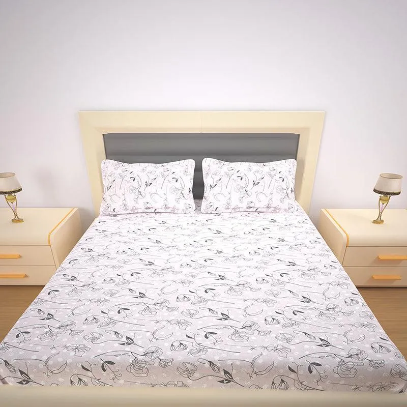 Bloom In Vine Floral Cotton Bedsheet (Ivory) - 200 TC media 5