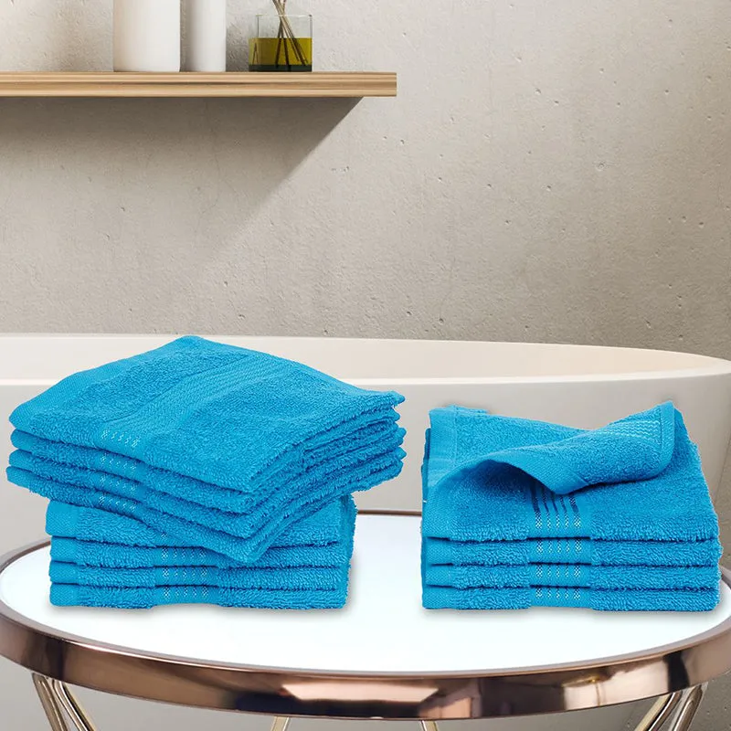 Eva Quick Dry Face Towel (Blue) - Set Of Twelve media 1