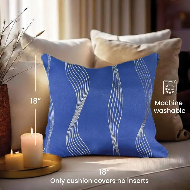 Urban Space Wave Blue Polyester Cushion Covers - Set Of Two media 4