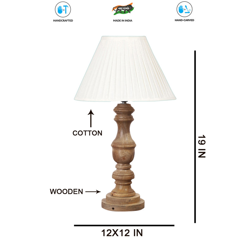Pleatra II Carve Wooden Table Lamp - White,Brown media 7