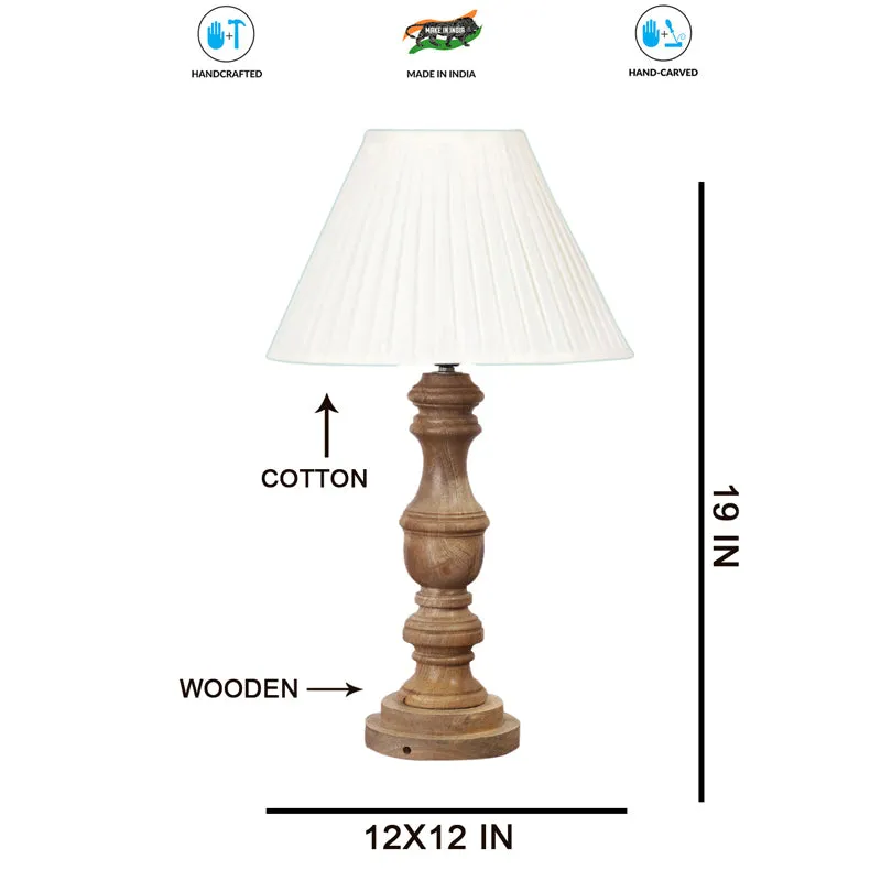 Pleatra II Carve Wooden Table Lamp - White,Brown media 7