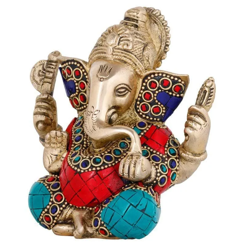 Red & Turquoise Enamel Ganesha media 3