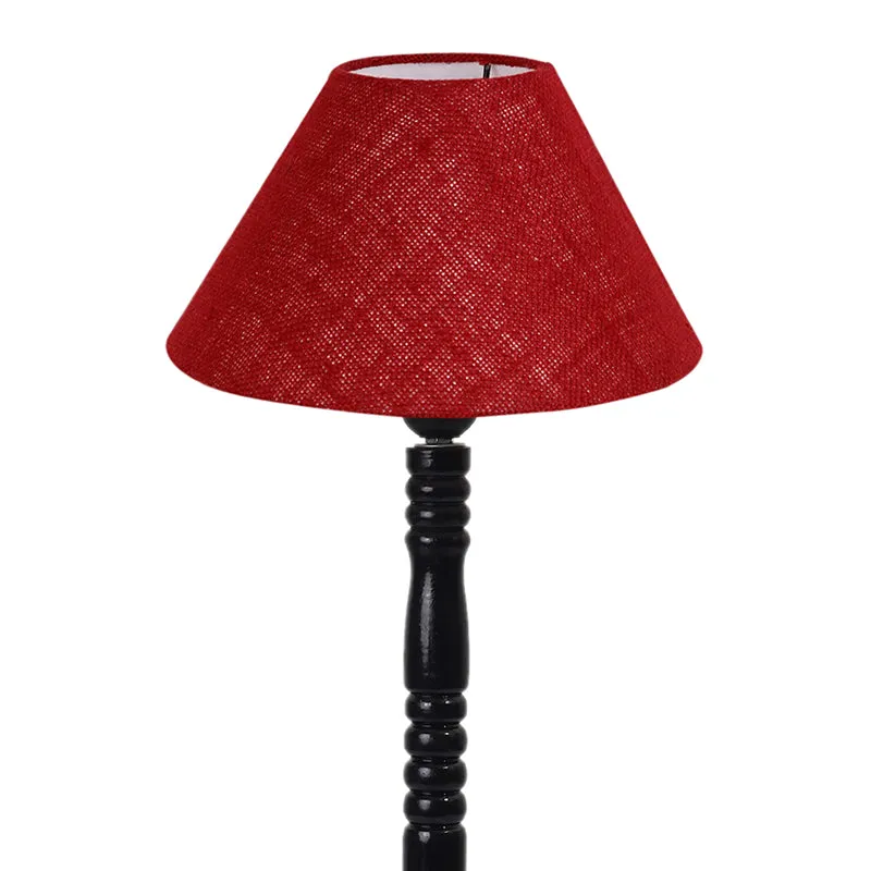 Loft Gleam Table Lamp With Carved Wooden Base - Maroon,Black media 6