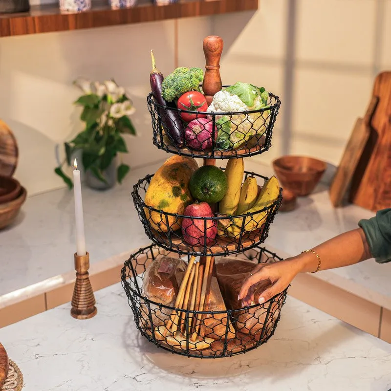 OrchardStack Metal Three-Tier Fruit Basket media 4