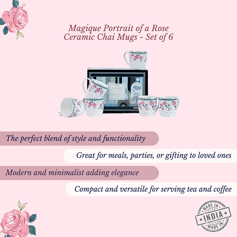 Magique: Portrait of a Rose Bone China Chai Mugs (180 mL Each) - Set of Six media 6