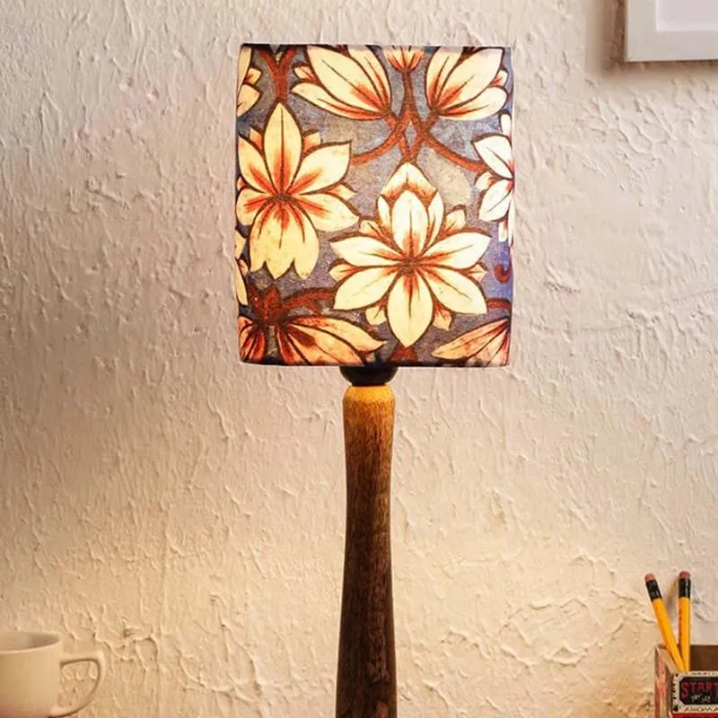 Indigo Blossoms Fabric Table Lamp - Multicolor media 1