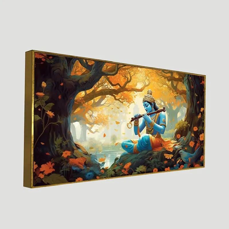 Krishna In Forest Canvas Wall Painting media 5