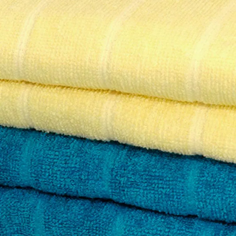 Sarda Bath Towel (Yellow & Dark Blue) - Set Of Two media 3