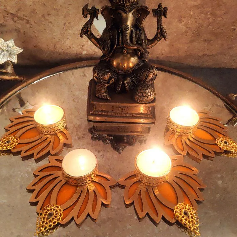 Kamala Shine Tealight Candle Holder (Yellow) - Set Of Four media 1