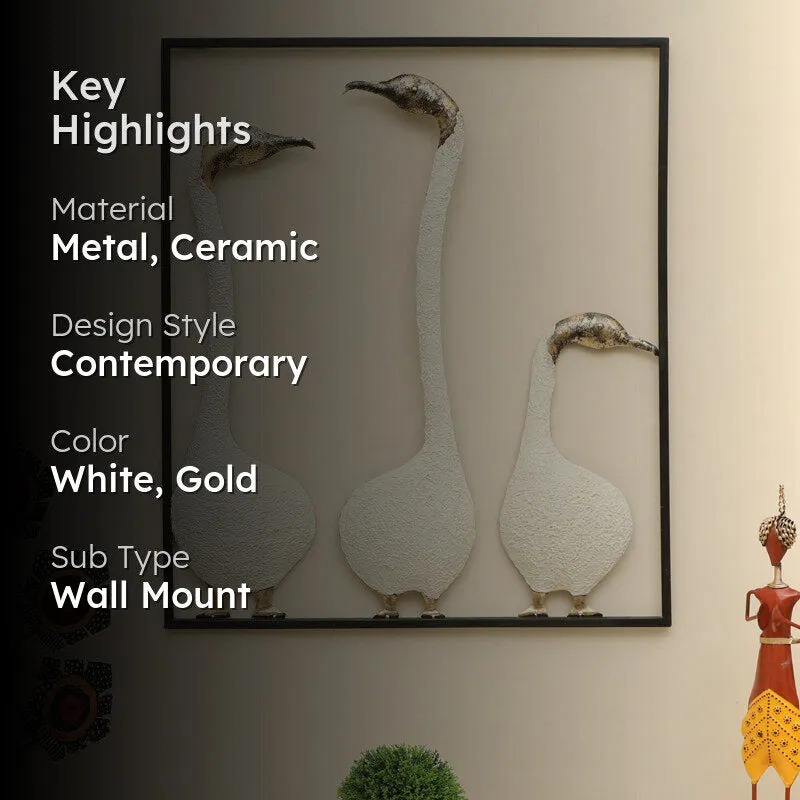 Storks In Harmony Metal & Ceramic Wall Accent media 2