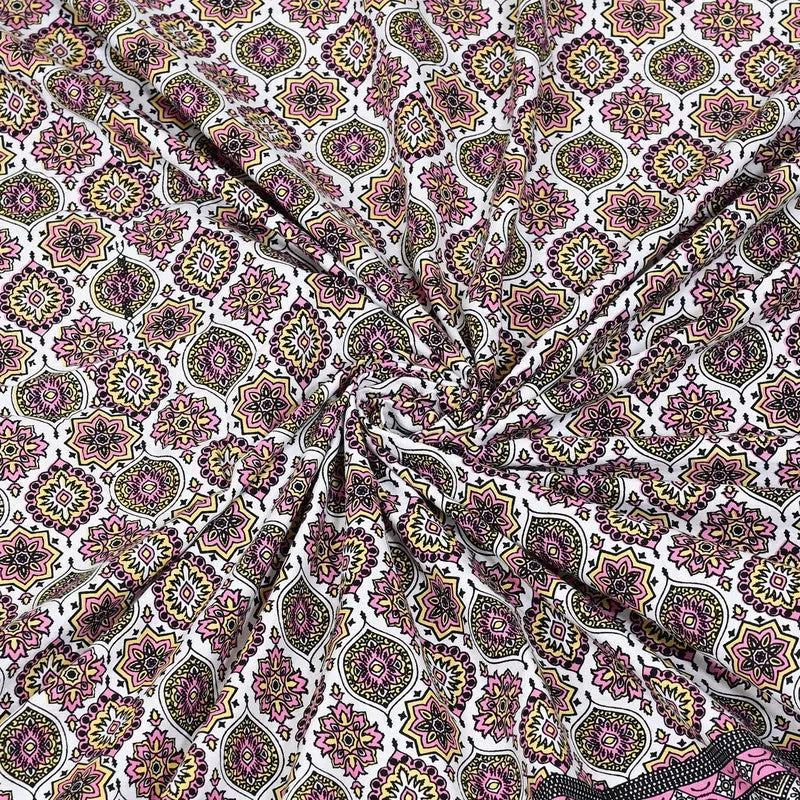 Restiq Ethnic Cotton Bedsheet (Pink)- 240 TC media 8