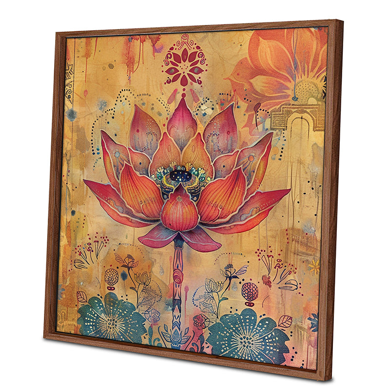 Lotus Meditation Wall Art With Frame - Brown media 4