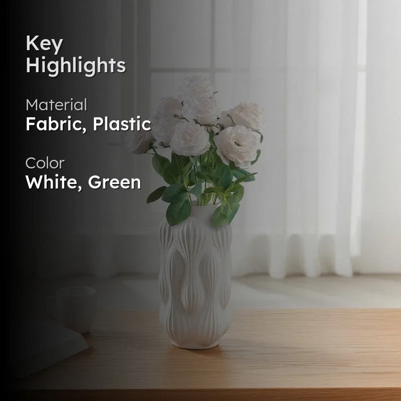 Petalisse Rose Fabric Artificial Flower - White media 2