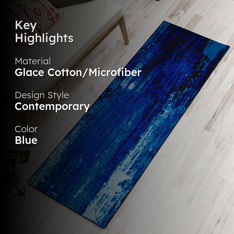 Baird Abstract Micro Fiber Runner Rug - Blue media 2