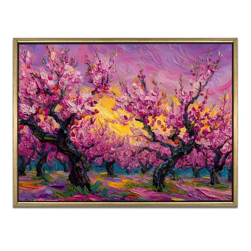 Rosy Orchard Canvas Wall Painting With Frame media 3