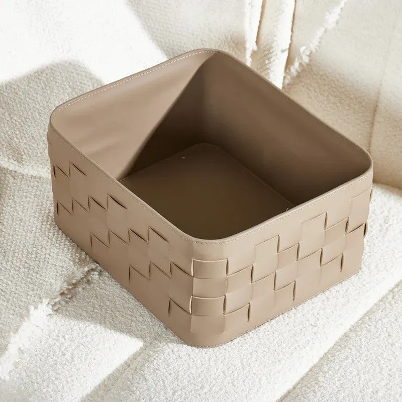 Storvia Faux Leather Storage Basket - Brown media 6