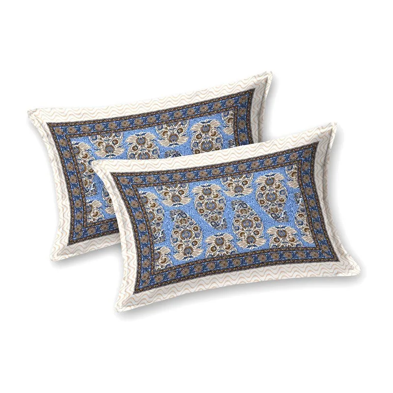 Artor Cotton Bedsheet (Blue,Brown) - 240 TC media 4