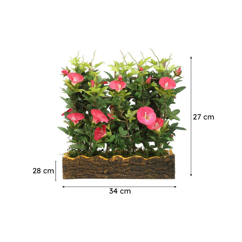 Faux Artificial Morning Glory Bonsai In Plastic Pot (27 cms) - Pink media 5