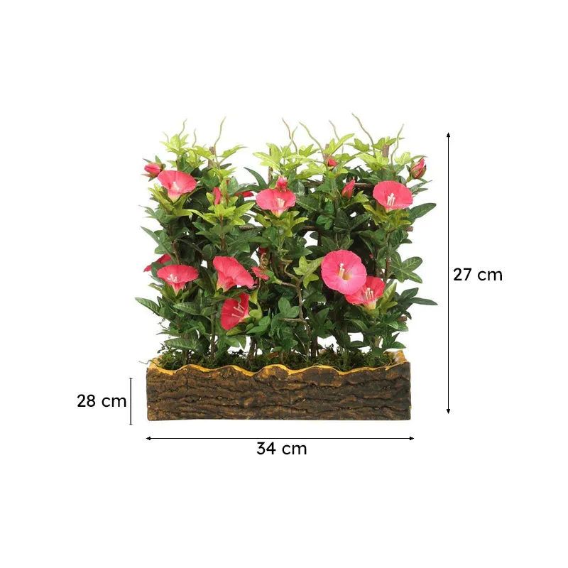 Faux Artificial Morning Glory Bonsai In Plastic Pot (27 cms) - Pink media 5