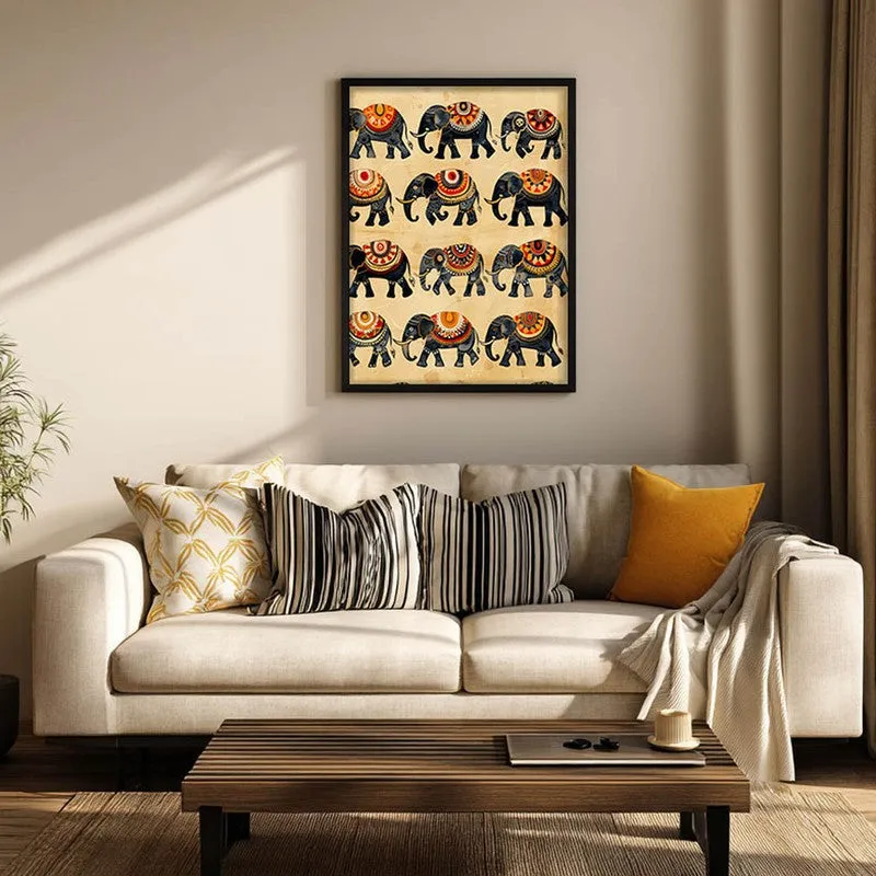 Hathira Canvas Wall Painting With Black Frame media 4