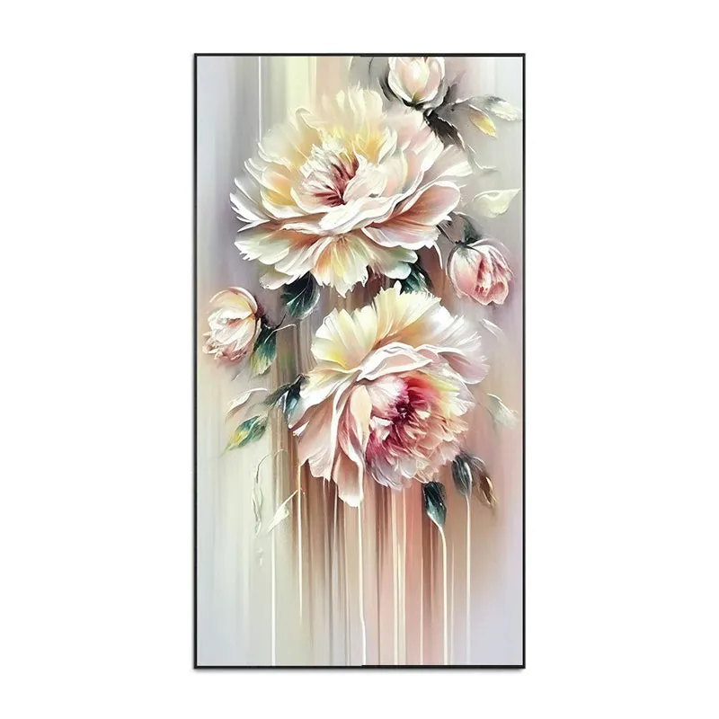 Fleur Pastel Floral Canvas Wall Painting With Frame - Black media 4