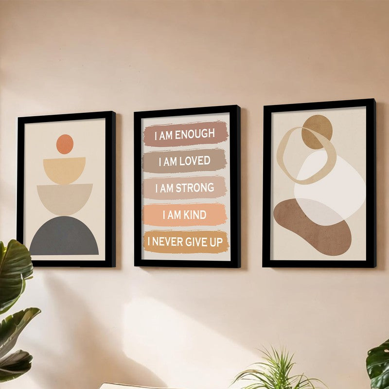 Motivational Affirmations Paper Wall Painting With Frame - Set Of Three media 3