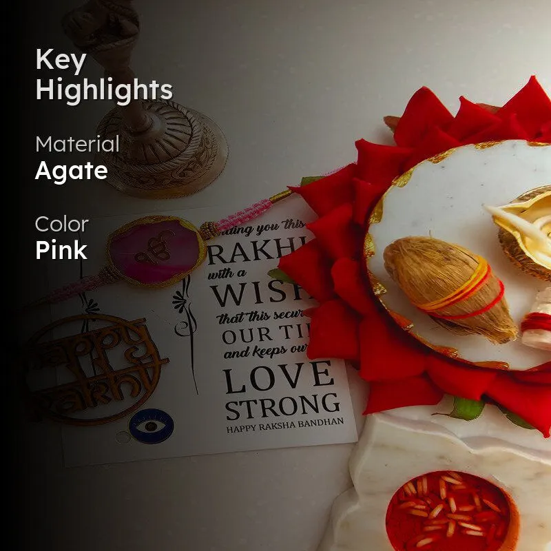 Ik Onkar Pink Agate Rakhi Gift Set media 2