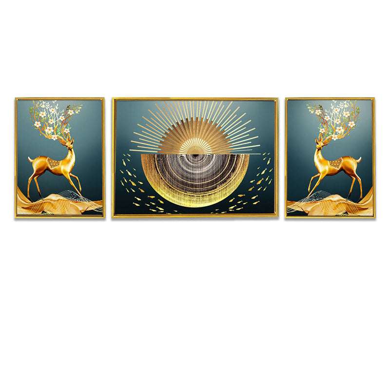 Chloe Golden Cotton Canvas Wall Art - Set Of Three media 3