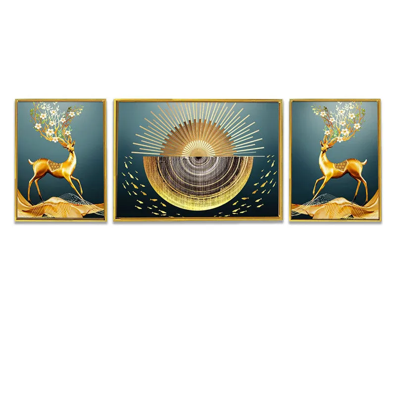 Chloe Golden Cotton Canvas Wall Art - Set Of Three media 3