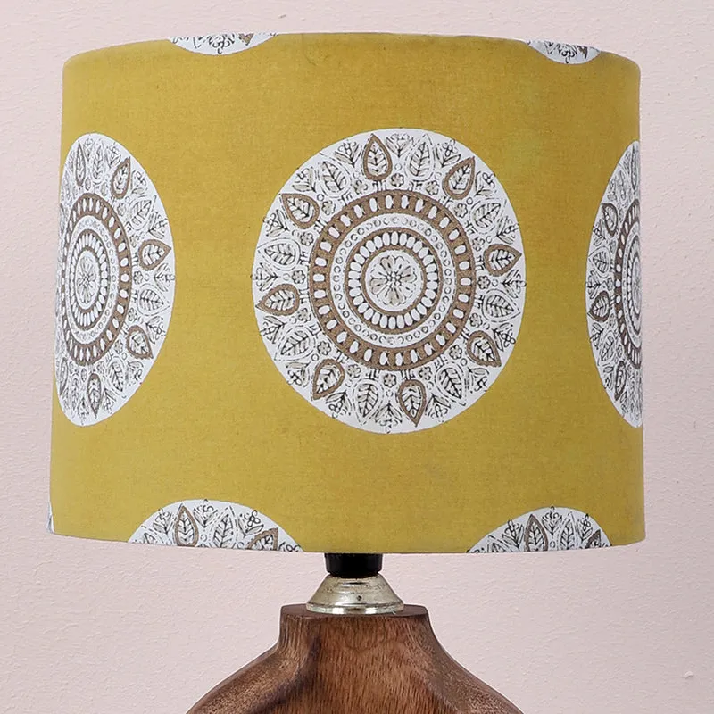 Mandala Merry Hewn Printed Mango Wood Table Lamp - Brown,Yellow,White media 3