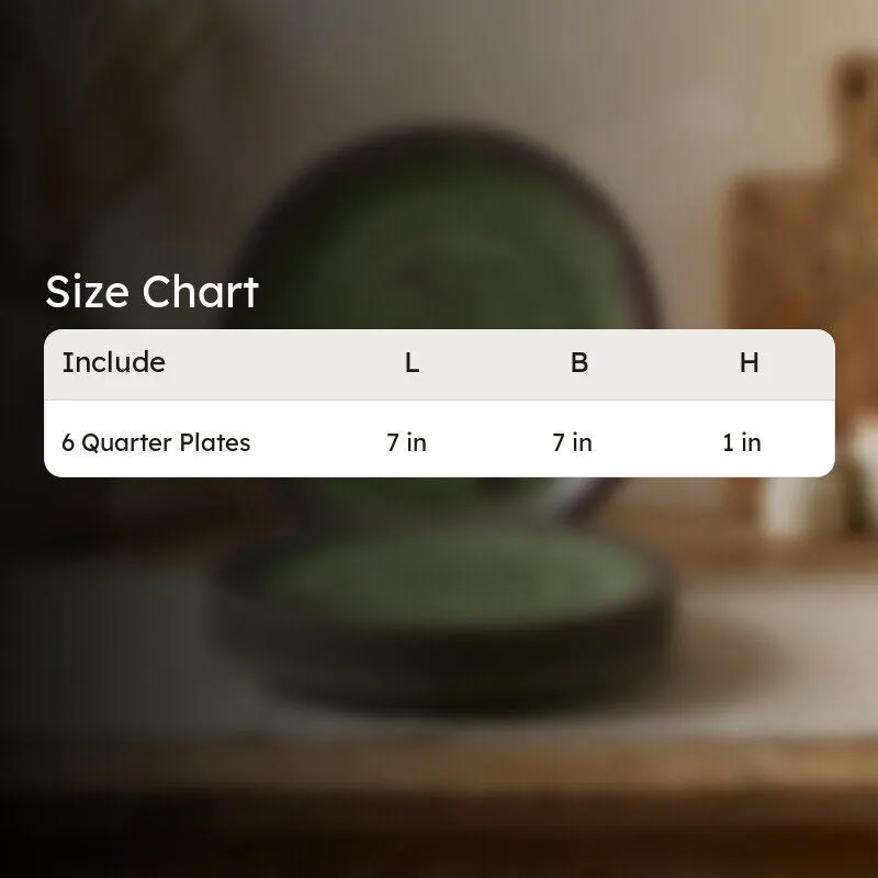 Rustic Q Olive Green Melamine Quarter Plates - Set of Six - 8