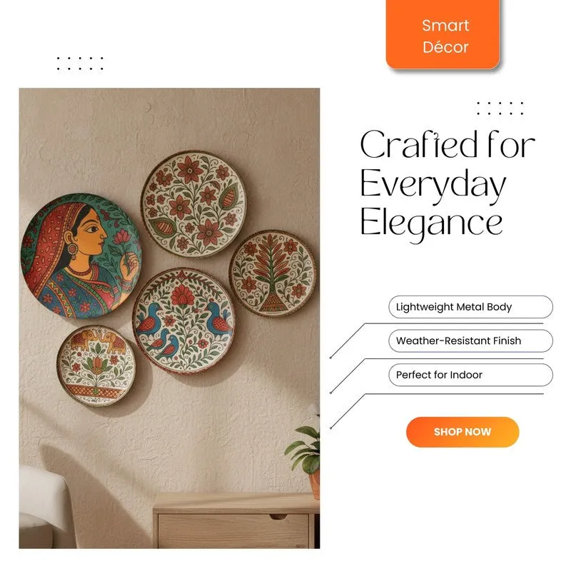 Mughal Bloom Wall Plates - Set of Five media 6