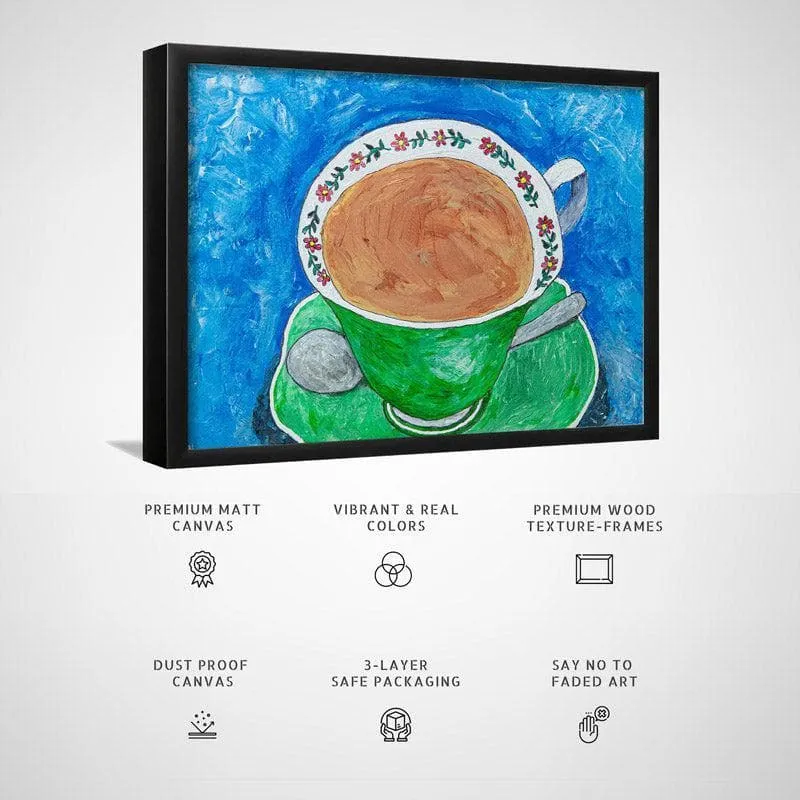 Mpume's Teacup Canvas Wall Painting - Black Frame media 5