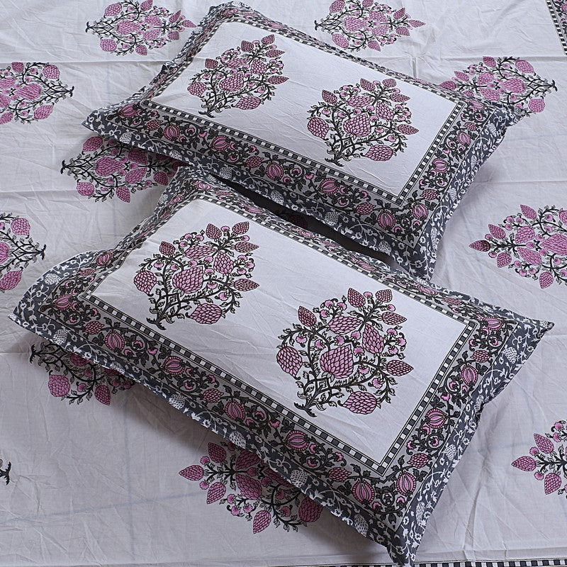 PetalRiwaaz Handblock Printed Cotton Bedsheet (Purple) - 400 TC media 3